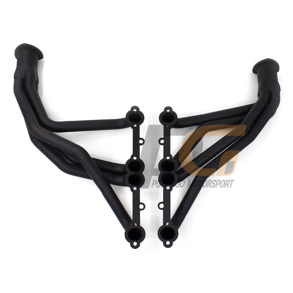 Long Tube Headers for 66-87 Chevy GMC Pickups SUVs 283-400 V8 | Black Paint