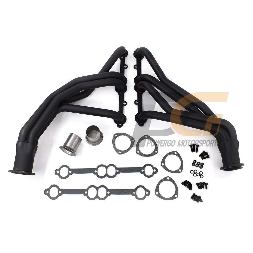 Long Tube Headers for 66-87 Chevy GMC Pickups SUVs 283-400 V8 | Black Paint