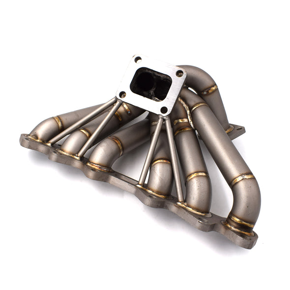 Single Turbo Conversion Manifold 3mm Piping T4 Flange 40/50mm Wastegate Port | Sandblasted