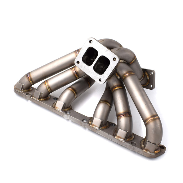 Turbo Conversion Manifold 3mm Piping T4 Twin Scroll Flange 40/50mm Wastegate Port | Sandblasted