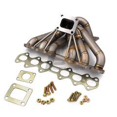 Single Turbo Conversion Manifold 3mm Piping T4 Flange 40/50mm Wastegate Port | Sandblasted