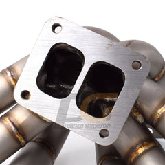 Turbo Conversion Manifold 3mm Piping T4 Twin Scroll Flange 40/50mm Wastegate Port | Sandblasted